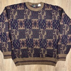 Vintage Italian Sweater‎ Co. Geometric Knit Sweater Made in Italy L